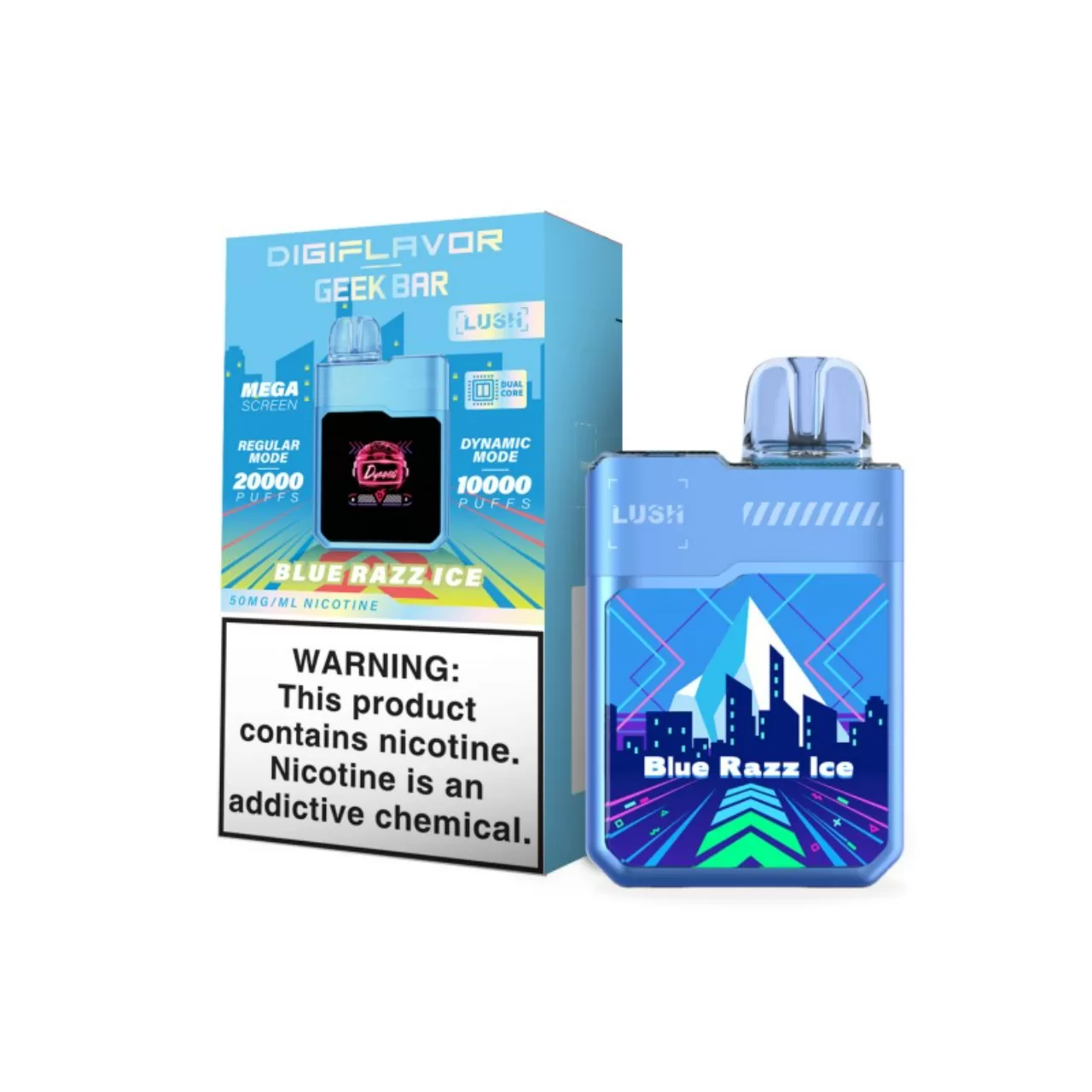 Digi Flavor x Geek Vape Lush 20,000 Puff Disposable Blue Razz Ice Digi Flavor x Geek Vape Lush 20,000 Puff Disposable Blue Razz Ice