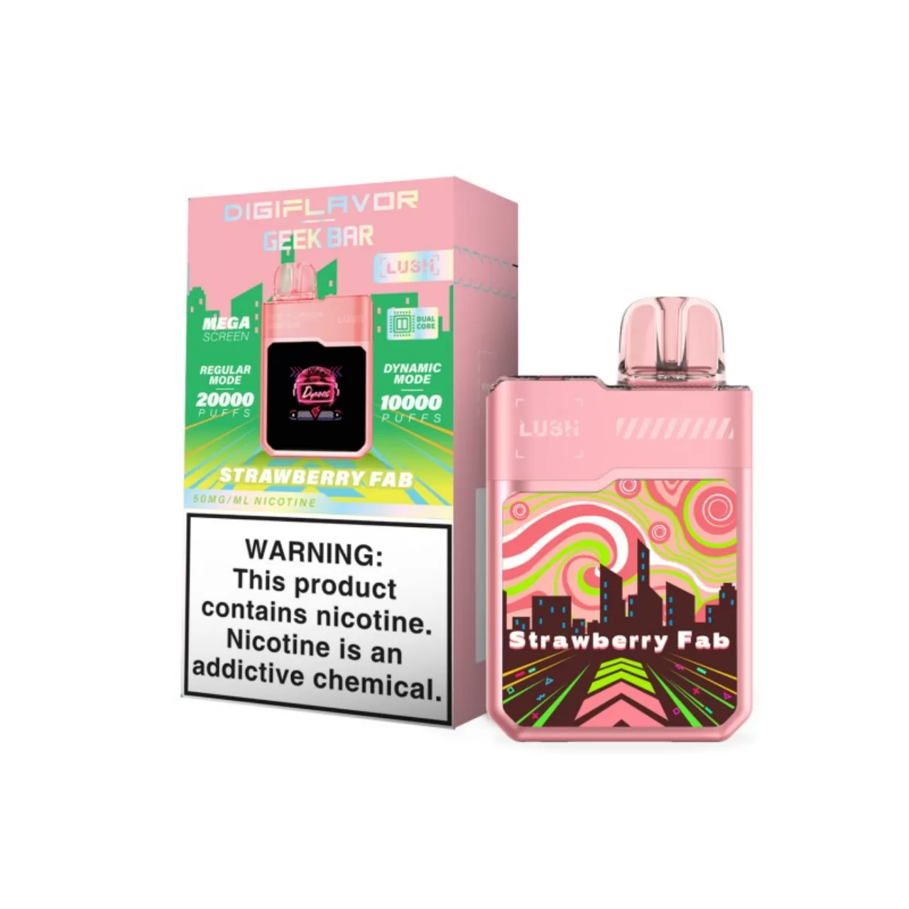 Digi Flavor x Geek Vape Lush 20,000 Puff Disposable Strawberry Fab Digi Flavor x Geek Vape Lush 20,000 Puff Disposable Strawberry Fab