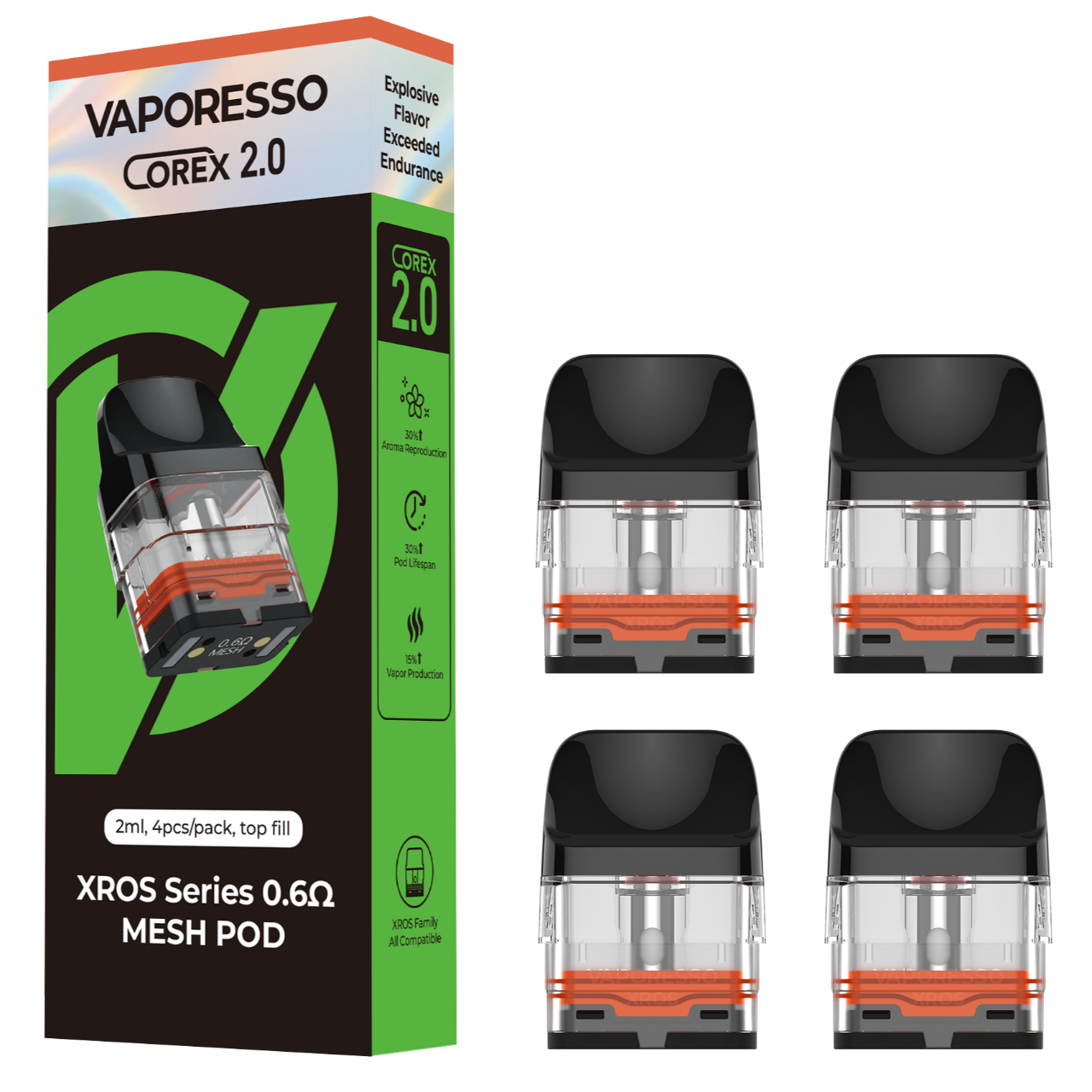 Vaporesso XROS Replacement Pod 2ML Corex 2.0 Mesh 0.6 OHMS Vaporesso XROS Replacement Pod 2ML Corex 2.0 Mesh 0.6 OHMS