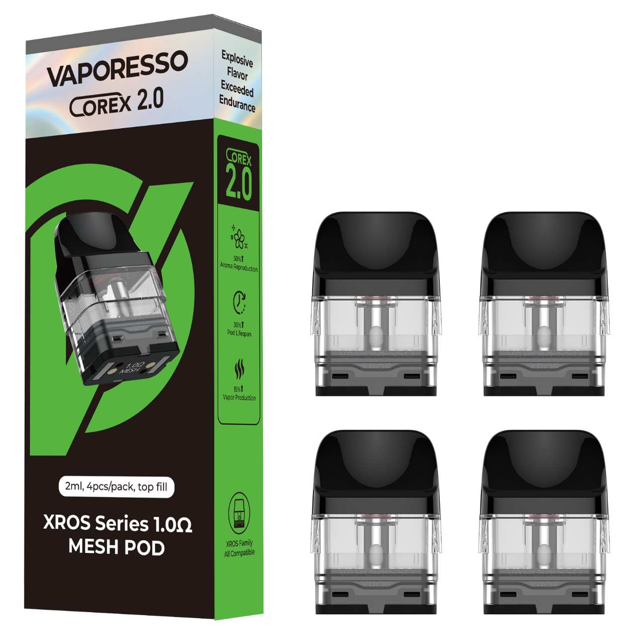 Vaporesso XROS Replacement Pod 2ML Corex 2.0 Mesh 1.0 OHMS Vaporesso XROS Replacement Pod 2ML Corex 2.0 Mesh 1.0 OHMS