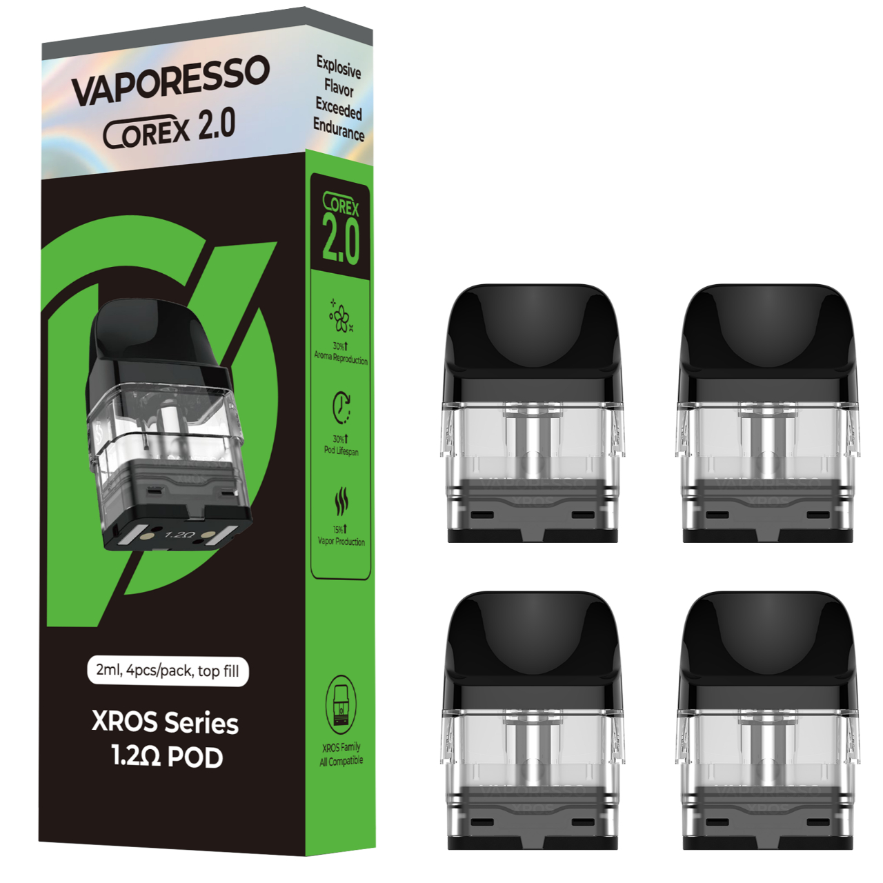 Vaporesso XROS Replacement Pod 2ML Corex 2.0 Mesh 1.2 OHMS Vaporesso XROS Replacement Pod 2ML Corex 2.0 Mesh 1.2 OHMS