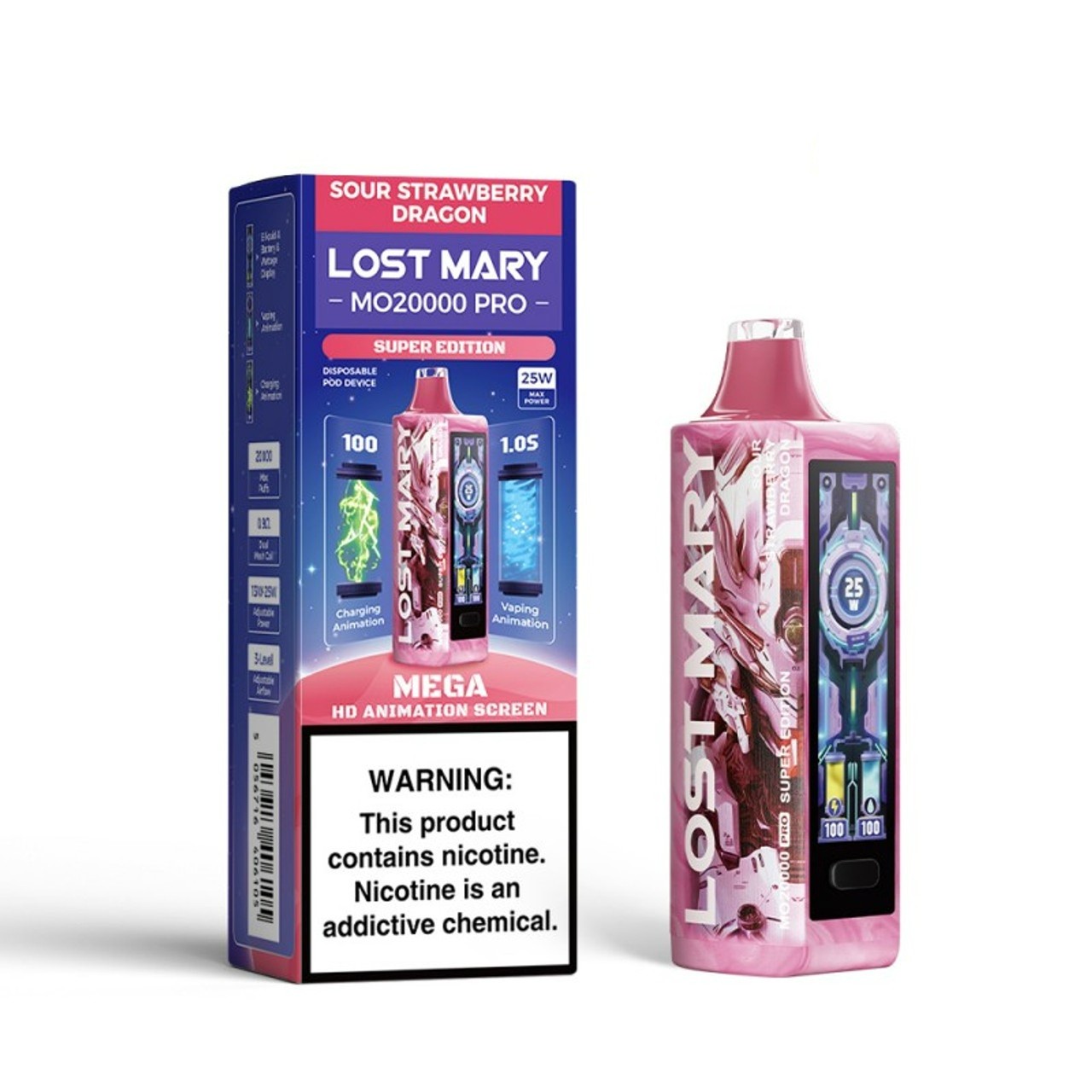 Lost Mary MO20000 Pro 20000 Puff Disposable Super edition Sour Strawberry Dragon Lost Mary MO20000 Pro 20000 Puff Disposable Super edition Sour Strawberry Dragon