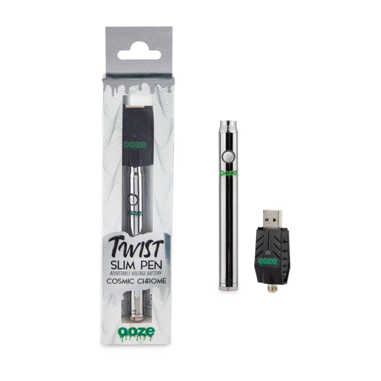 OOZE Twist Slim Pen Battery-Chrome OOZE Twist Slim Pen Battery-Chrome