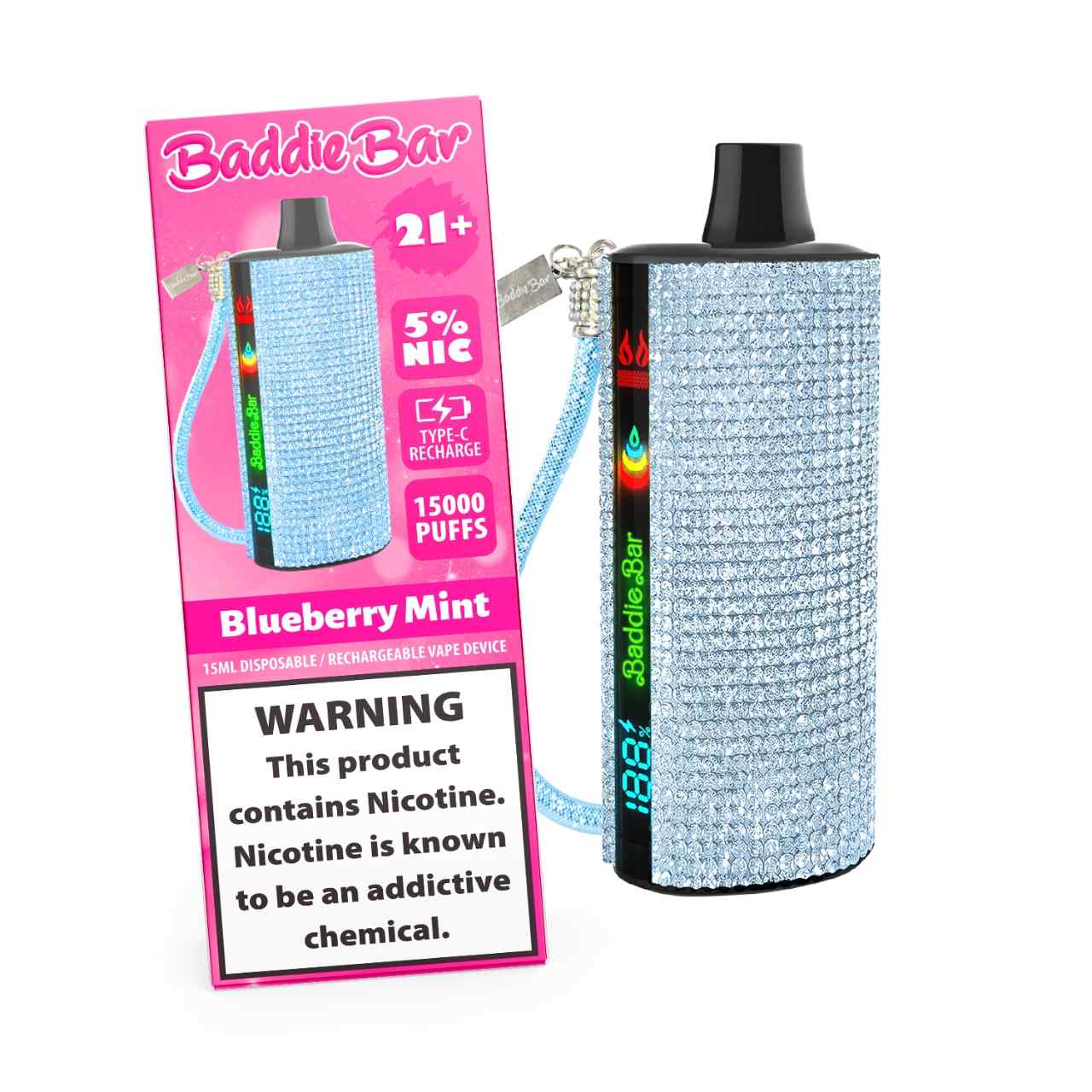 Baddie Bar 15000 Puff Disposable Sultry-Blueberry Mint Baddie Bar 15000 Puff Disposable Sultry-Blueberry Mint