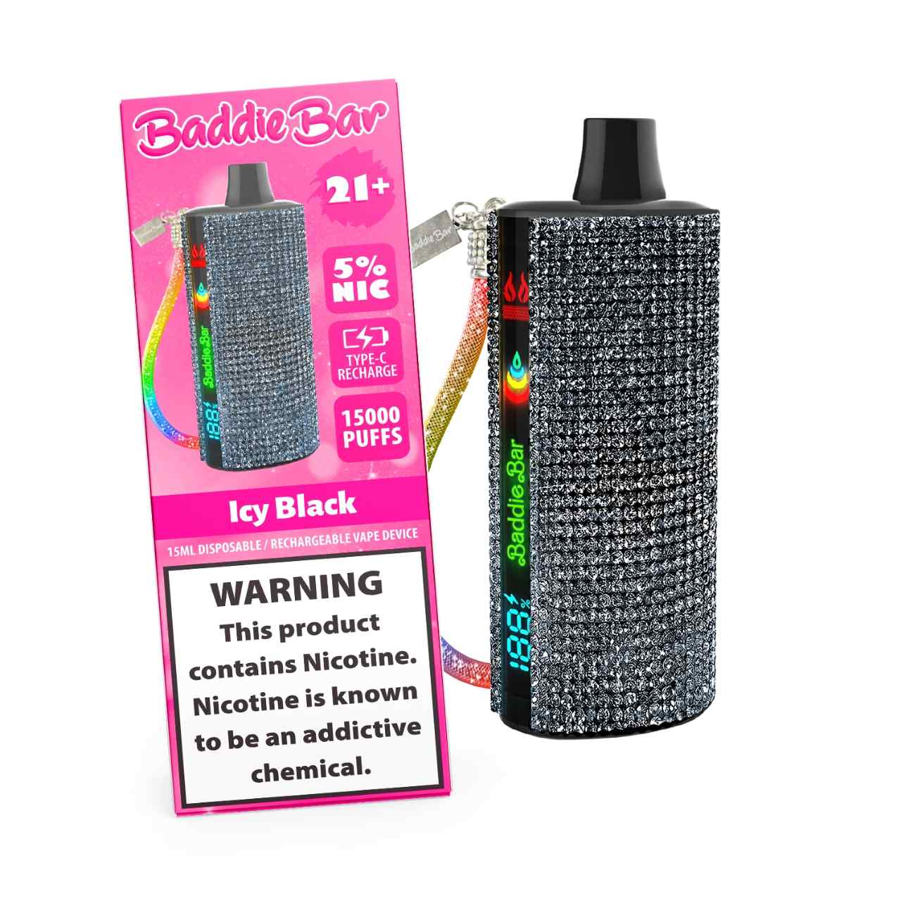 Baddie Bar 15000 Puff Disposable Sultry-Icy Black Baddie Bar 15000 Puff Disposable Sultry-Icy Black
