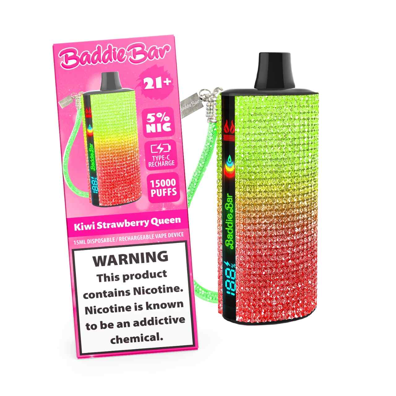 Baddie Bar 15000 Puff Disposable Sultry-Kiwi Strawberry Queen Baddie Bar 15000 Puff Disposable Sultry-Kiwi Strawberry Queen