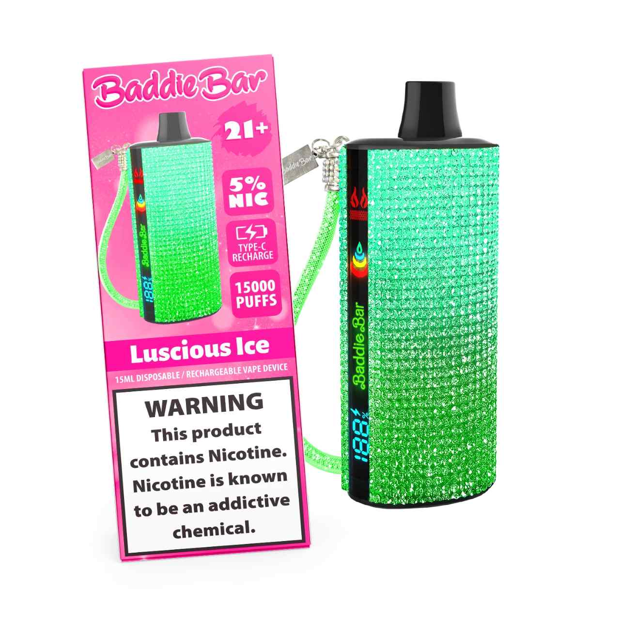 Baddie Bar 15000 Puff Disposable Sultry-Luscious Ice Baddie Bar 15000 Puff Disposable Sultry-Luscious Ice