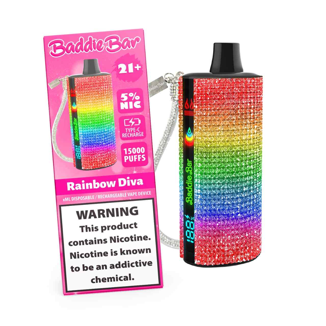 Baddie Bar 15000 Puff Disposable Sultry-Rainbow Diva Baddie Bar 15000 Puff Disposable Sultry-Rainbow Diva