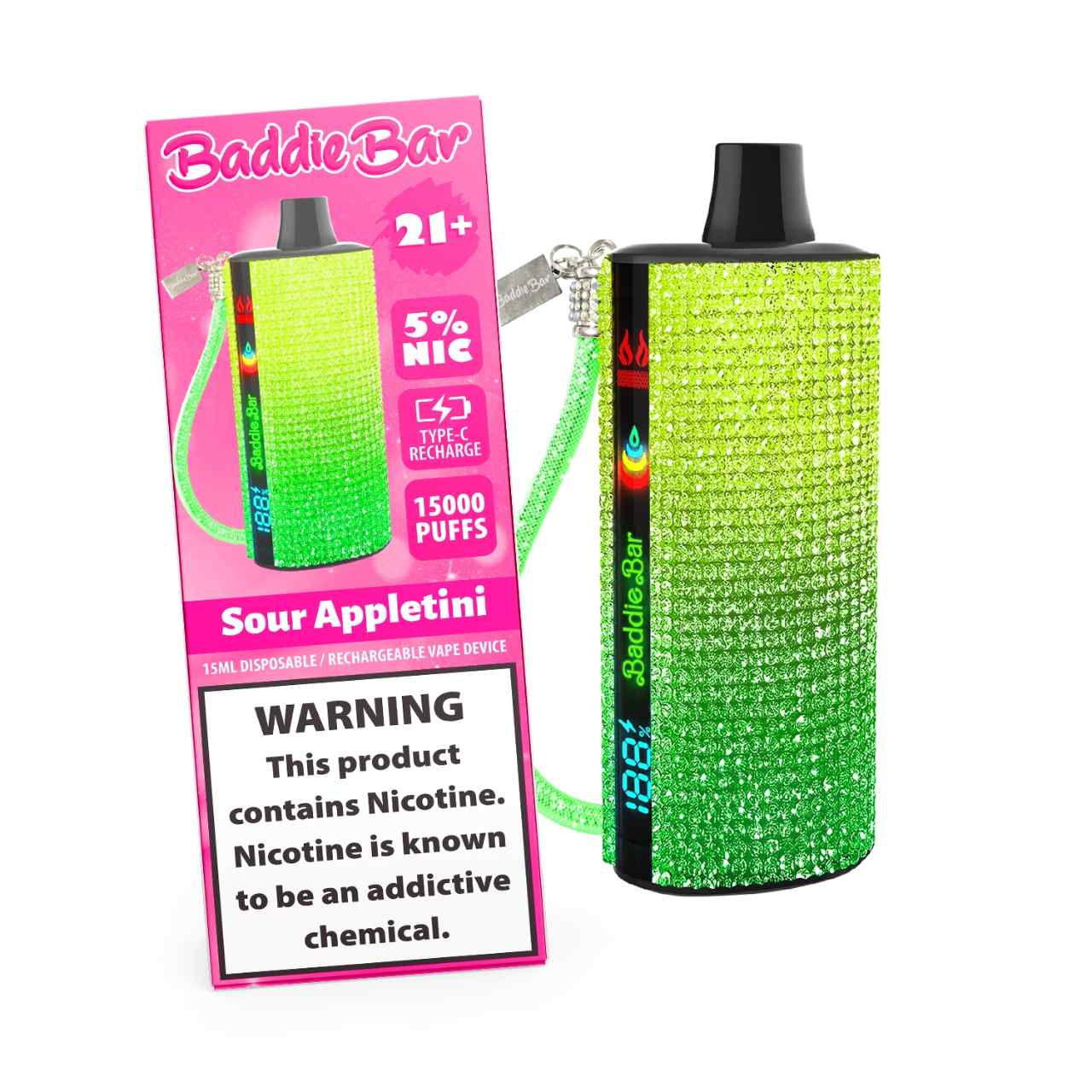 Baddie Bar 15000 Puff Disposable Sultry-Sour Appletini Baddie Bar 15000 Puff Disposable Sultry-Sour Appletini