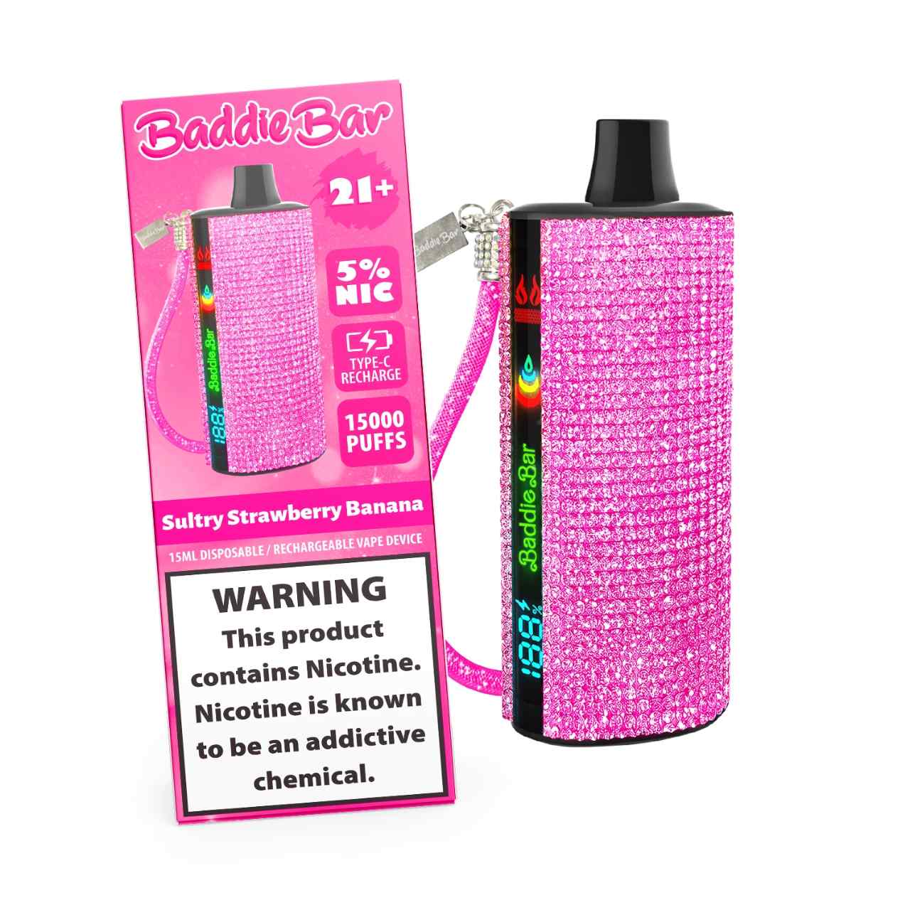 Baddie Bar 15000 Puff Disposable Sultry-Strawberry Banana Baddie Bar 15000 Puff Disposable Sultry-Strawberry Banana