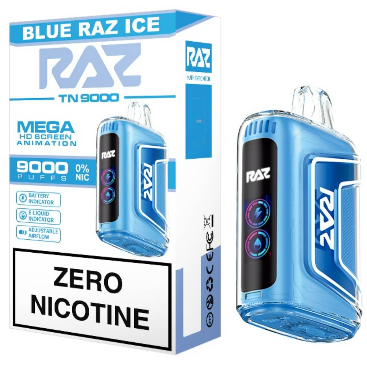 Geek Vape Raz TN9000 Zero Nicotine Disposable Blue Razz Ice Geek Vape Raz TN9000 Zero Nicotine Disposable Blue Razz Ice