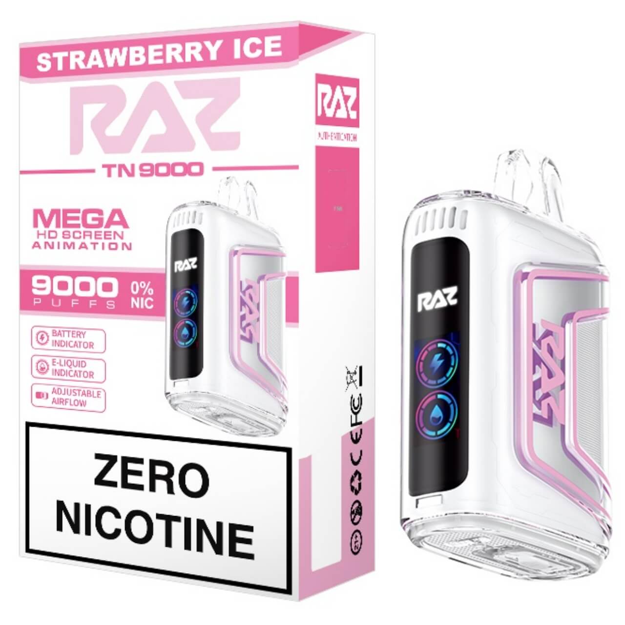 Geek Vape Raz TN9000 Zero Nicotine Disposable Strawberry Ice Geek Vape Raz TN9000 Zero Nicotine Disposable Strawberry Ice