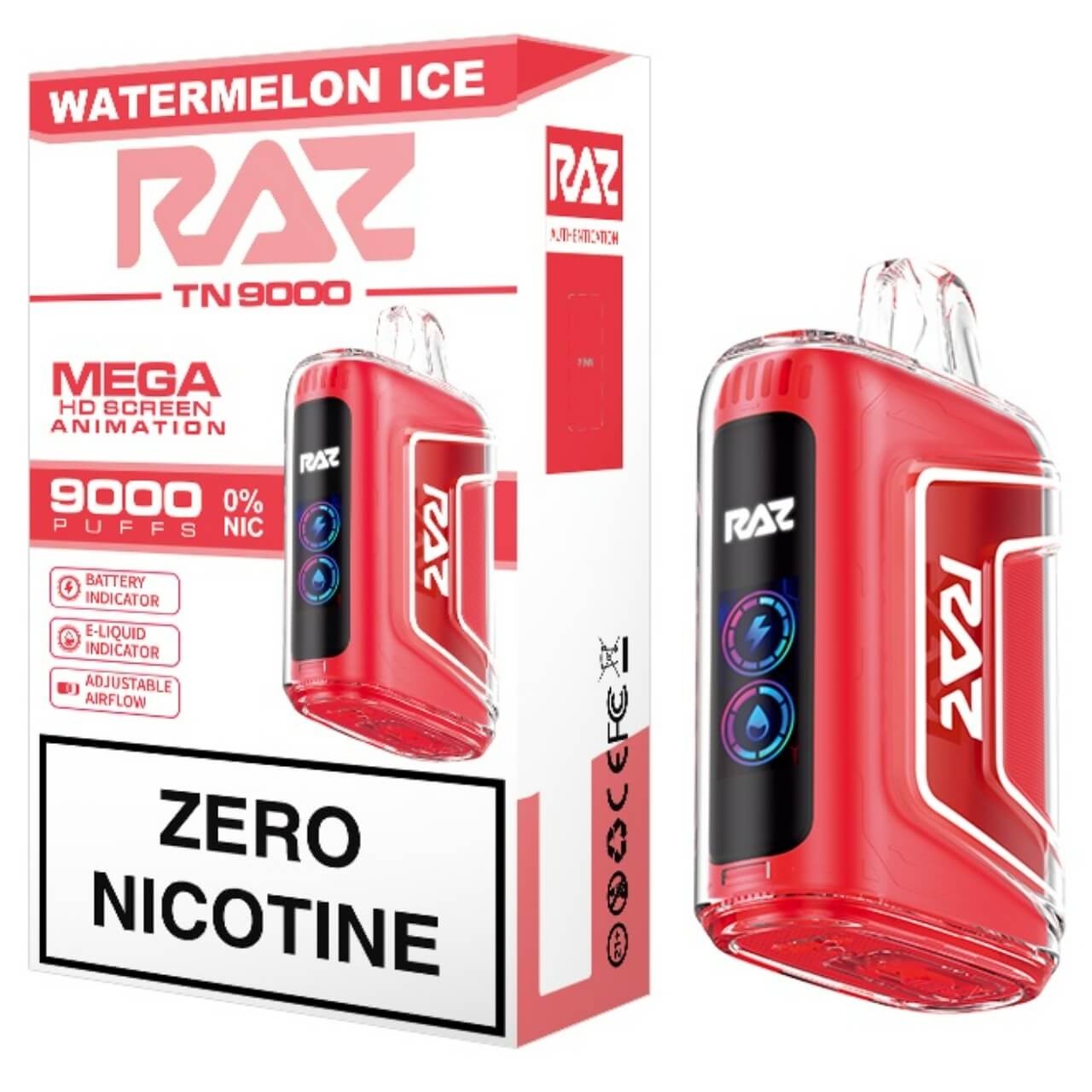 Geek Vape Raz TN9000 Zero Nicotine Disposable Watermelon Ice Geek Vape Raz TN9000 Zero Nicotine Disposable Watermelon Ice