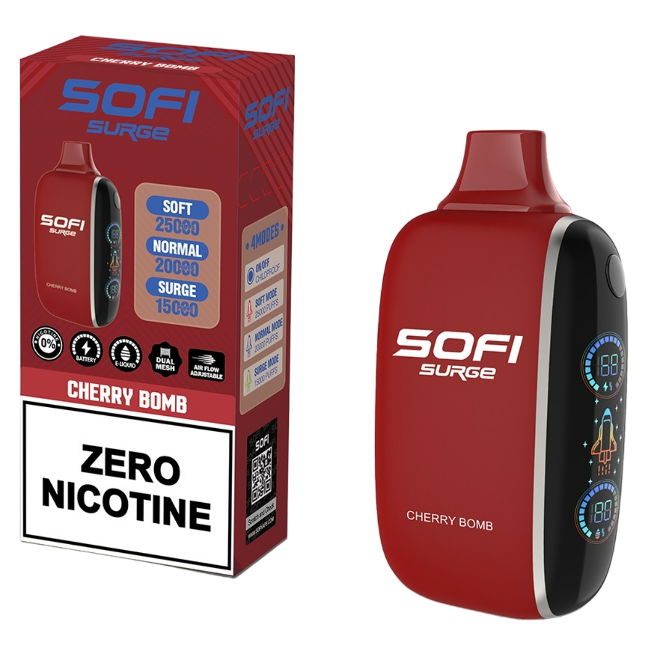 Sofi Surge Zero Nicotine 25,000 Puff Disposable Cherry Bomb Sofi Surge Zero Nicotine 25,000 Puff Disposable Cherry Bomb