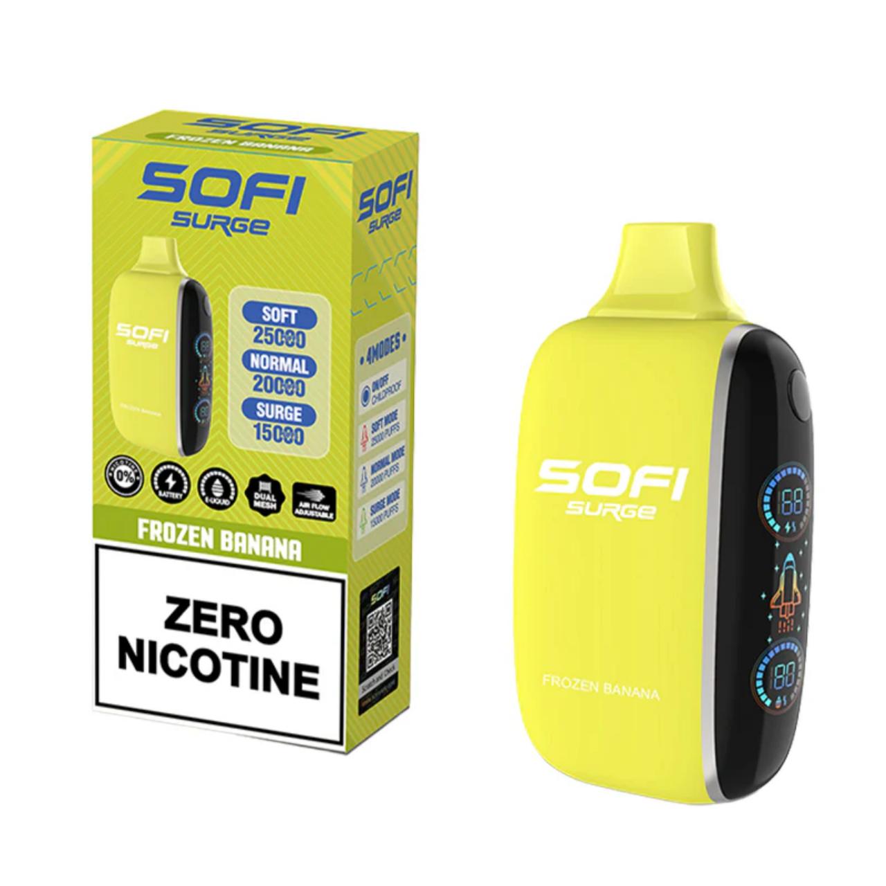 Sofi Surge Zero Nicotine 25,000 Puff Disposable Frozen Banana Sofi Surge Zero Nicotine 25,000 Puff Disposable Frozen Banana