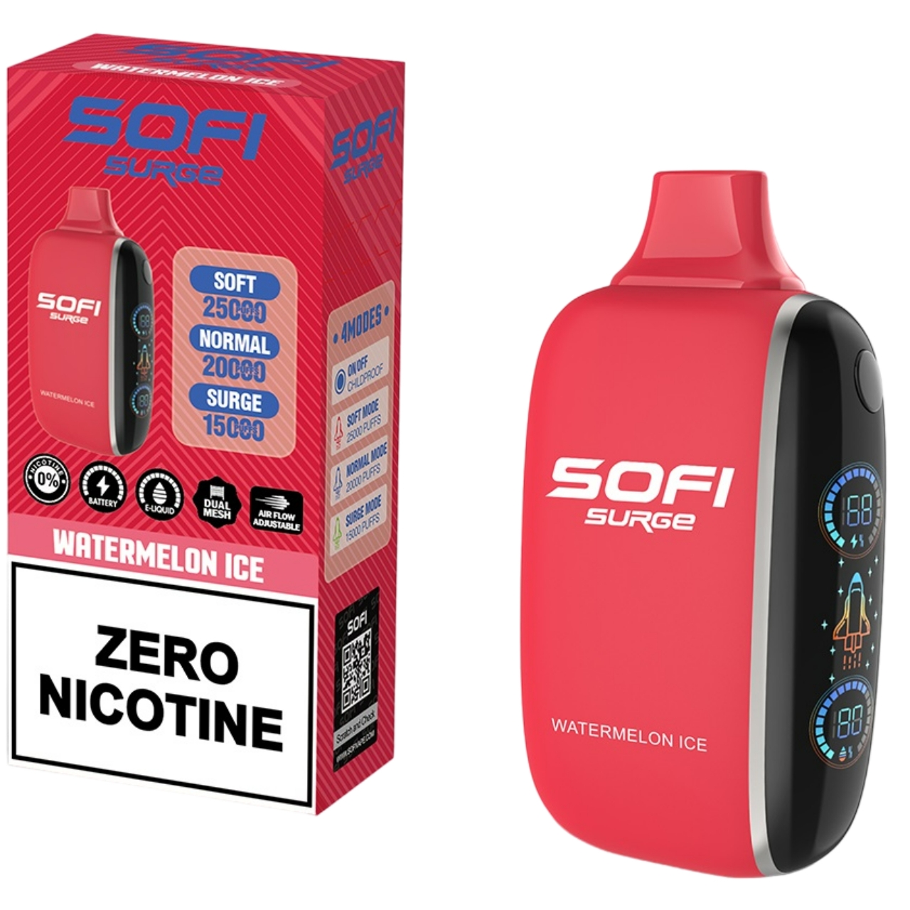 Sofi Surge Zero Nicotine 25,000 Puff Disposable Watermelon Ice Sofi Surge Zero Nicotine 25,000 Puff Disposable Watermelon Ice