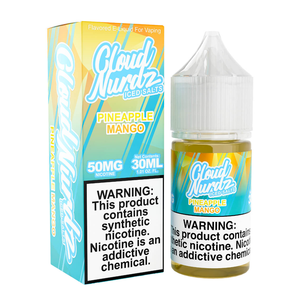 Cloud Nurdz Salts Iced Pineapple Mango Synthetic Nicotine 30ml E-Juice 50mg