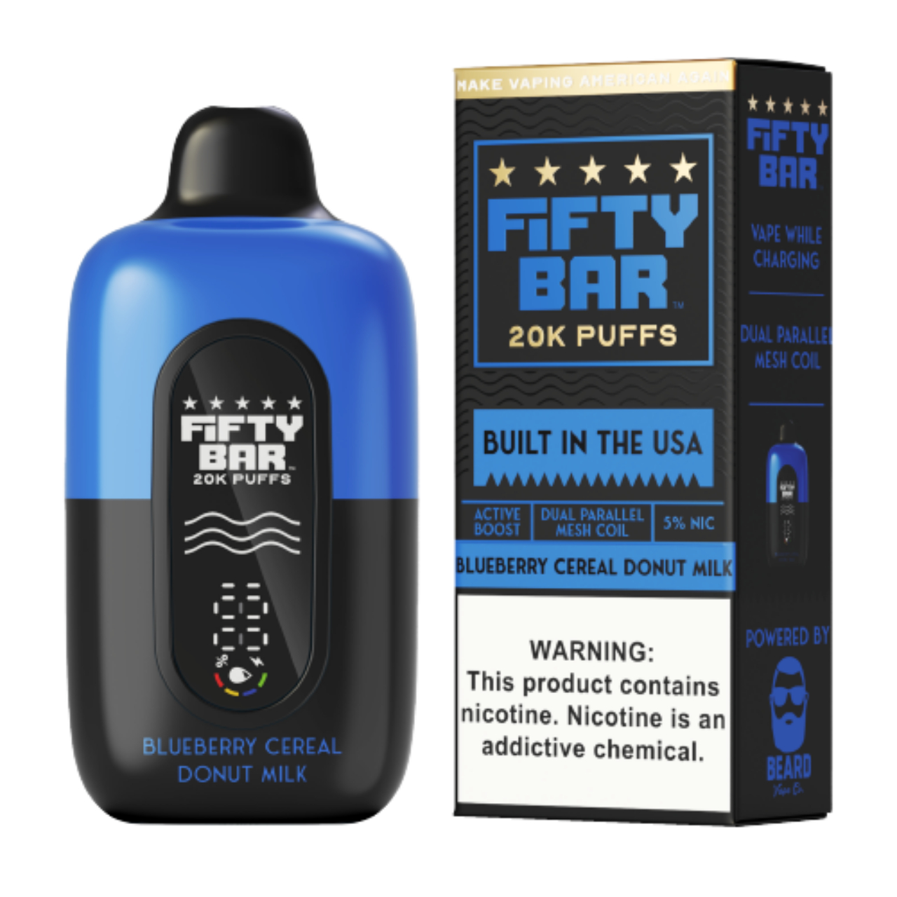 Fifty Bar V2 20000 Puff Disposable Black Series - Blueberry Cereal Donut Milk Fifty Bar V2 20000 Puff Disposable Black Series - Blueberry Cereal Donut Milk