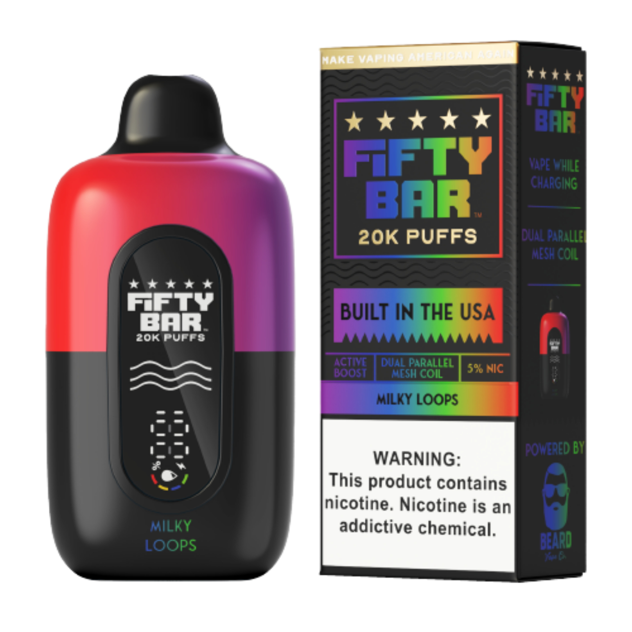 Fifty Bar V2 20000 Puff Disposable Black Series - Milky Loops Fifty Bar V2 20000 Puff Disposable Black Series - Milky Loops