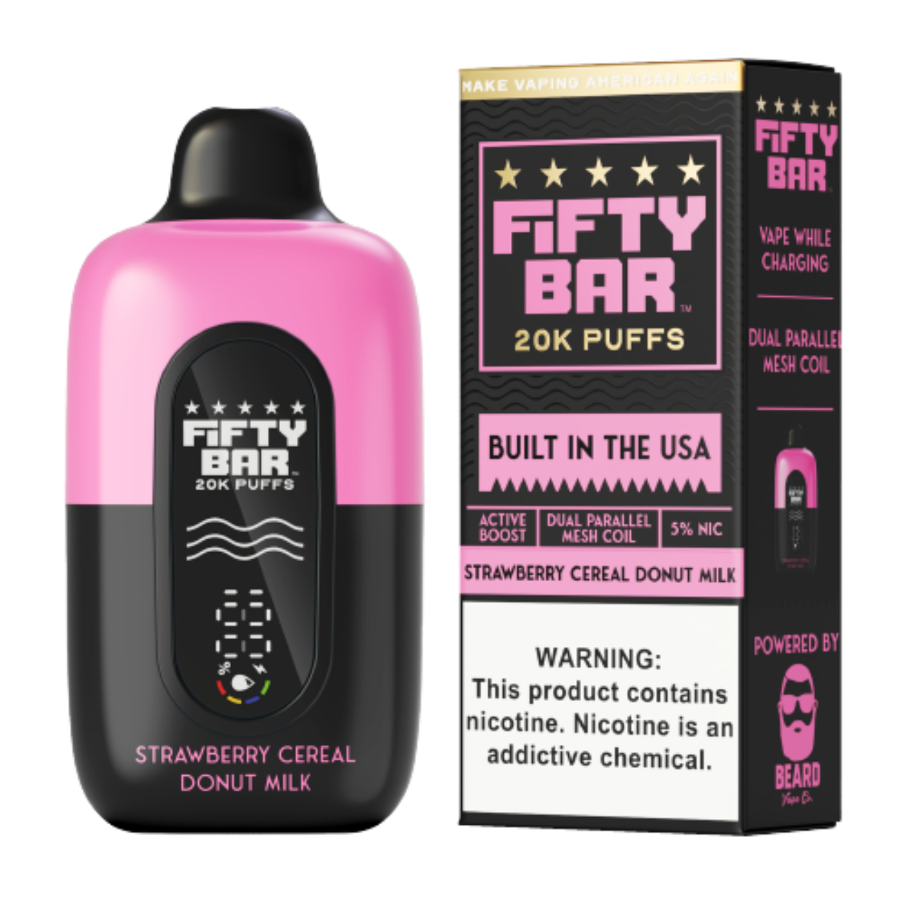 Fifty Bar V2 20000 Puff Disposable Black Series - Strawberry Cereal Donut Milk Fifty Bar V2 20000 Puff Disposable Black Series - Strawberry Cereal Donut Milk