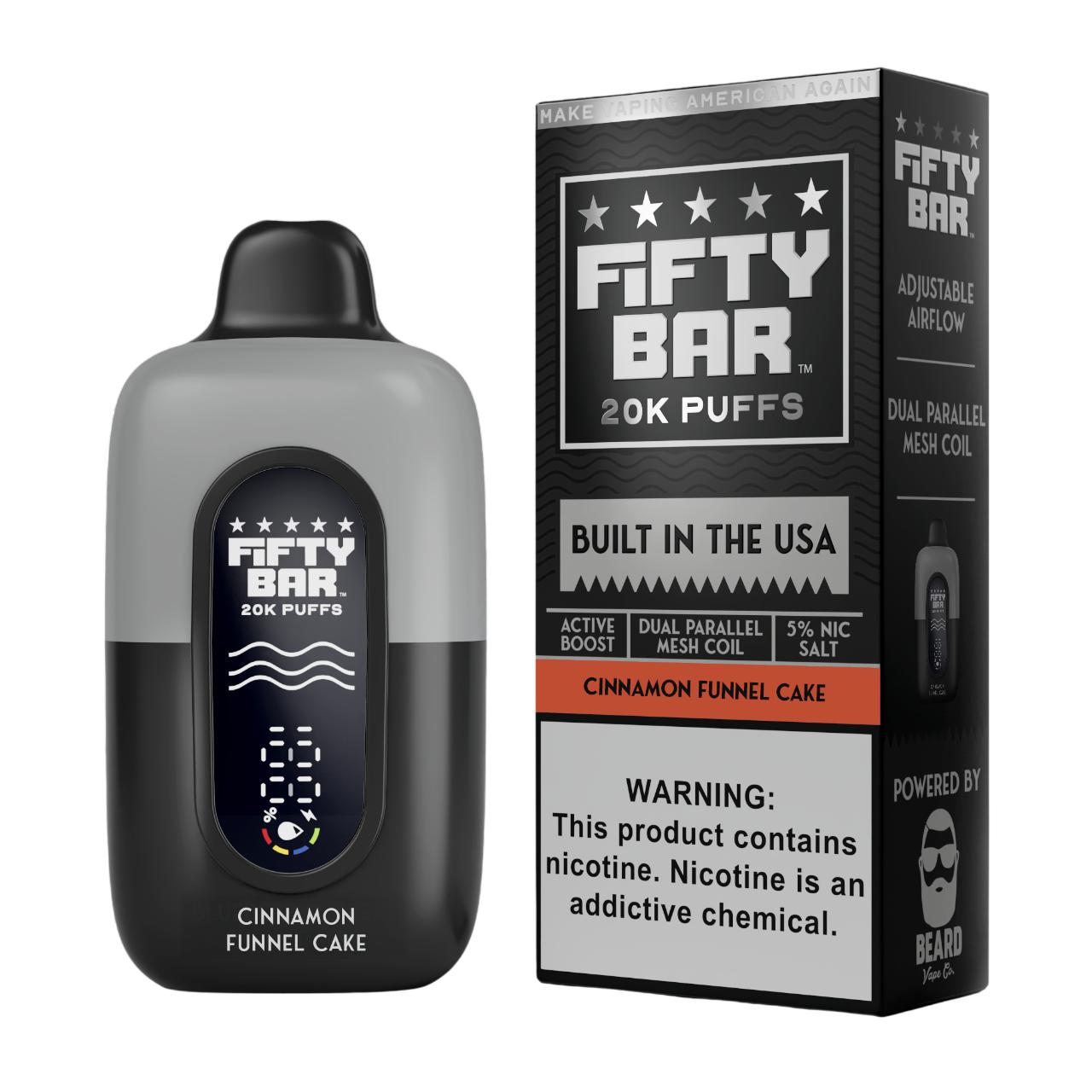 Fifty Bar V2 20000 Puff Disposable Cinnamon Funnel Cake - Black Series Fifty Bar V2 20000 Puff Disposable Cinnamon Funnel Cake - Black Series