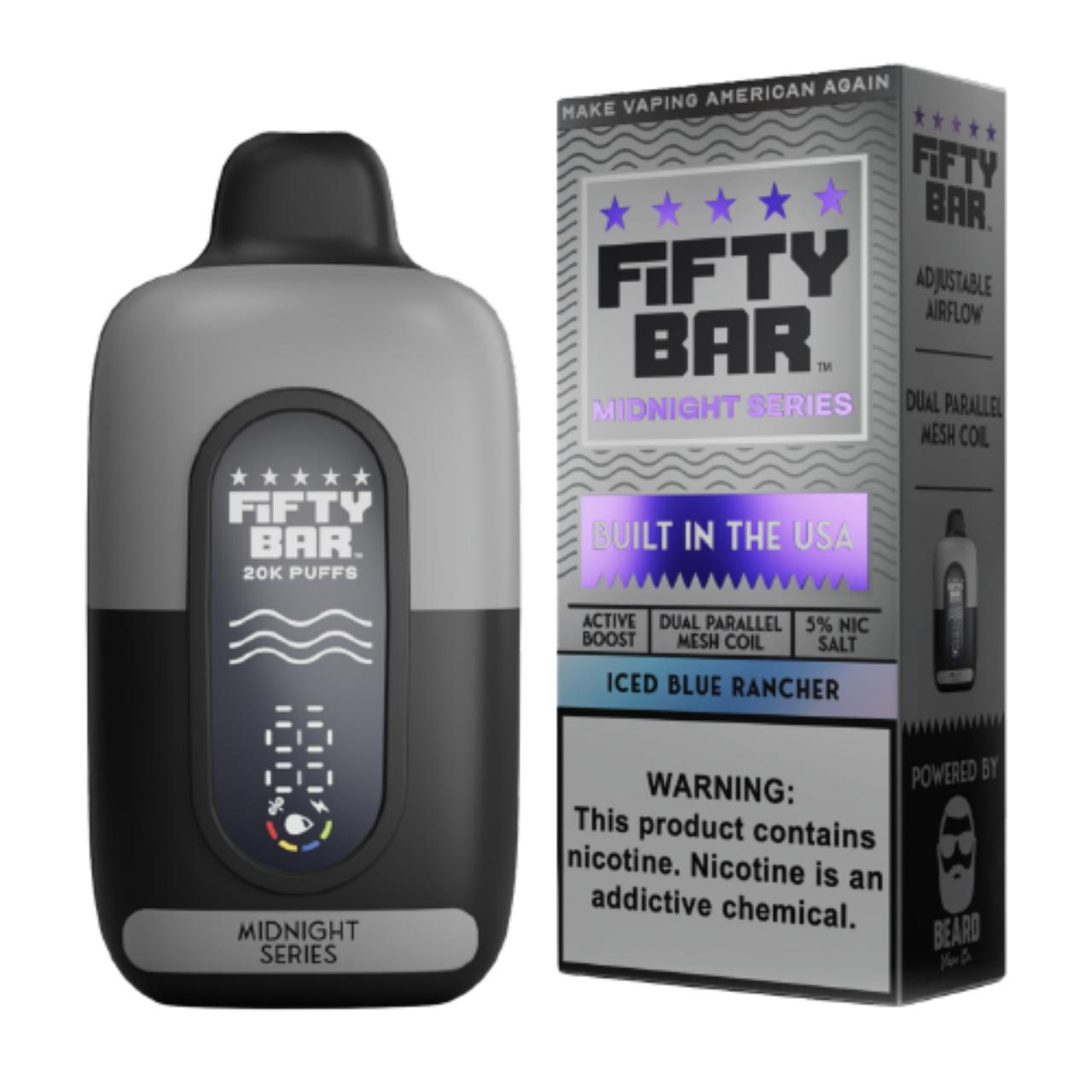 Fifty Bar V2 20000 Puff Disposable Iced Blue Rancher - Midnight Series Fifty Bar V2 20000 Puff Disposable Iced Blue Rancher - Midnight Series