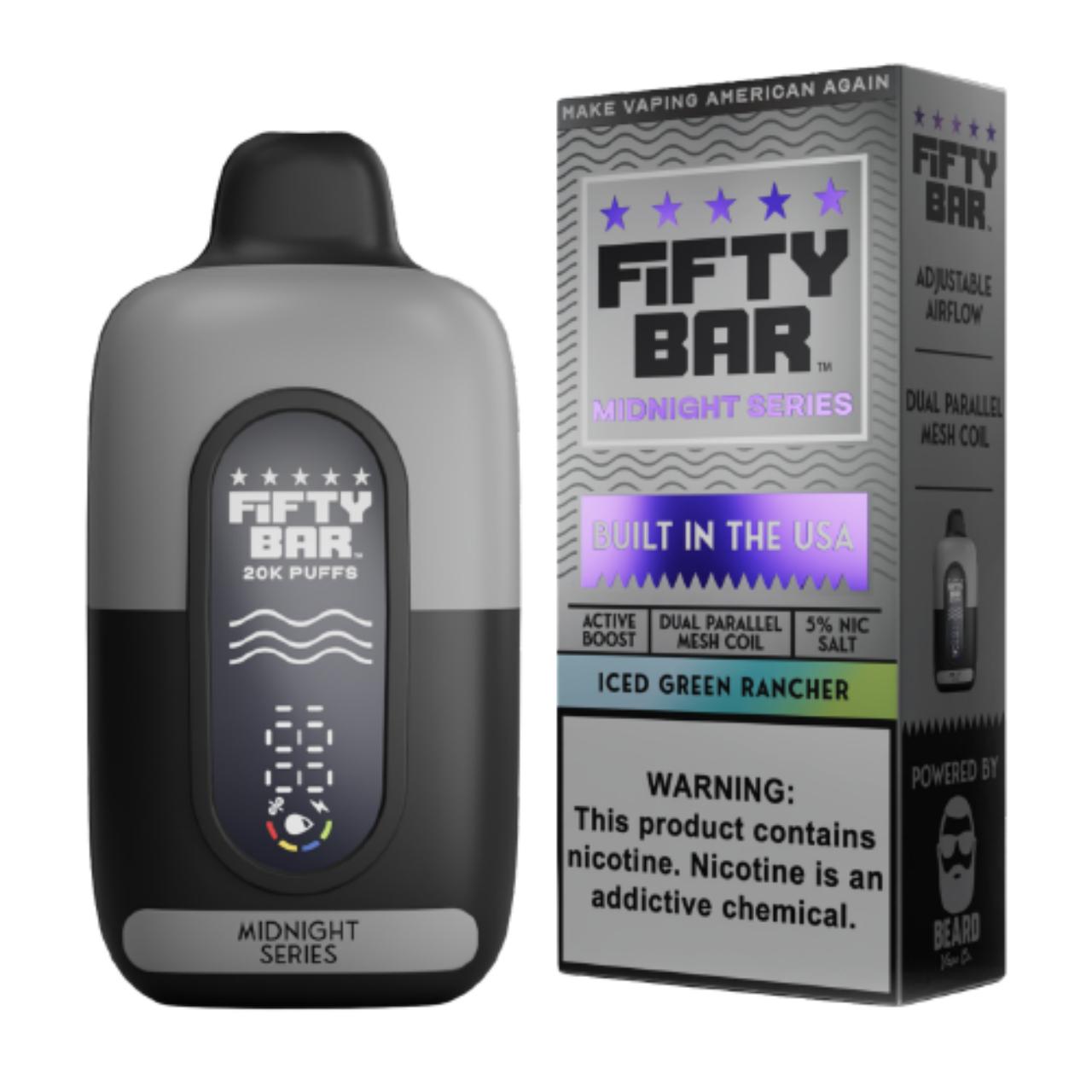 Fifty Bar V2 20000 Puff Disposable Iced Green Rancher - Midnight Series Fifty Bar V2 20000 Puff Disposable Iced Green Rancher - Midnight Series