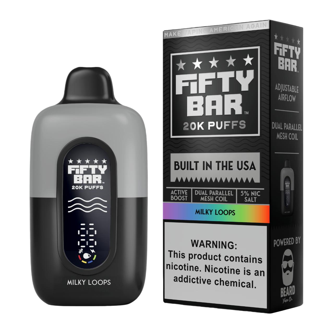 Fifty Bar V2 20000 Puff Disposable Milky Loops - Black Series Fifty Bar V2 20000 Puff Disposable Milky Loops - Black Series