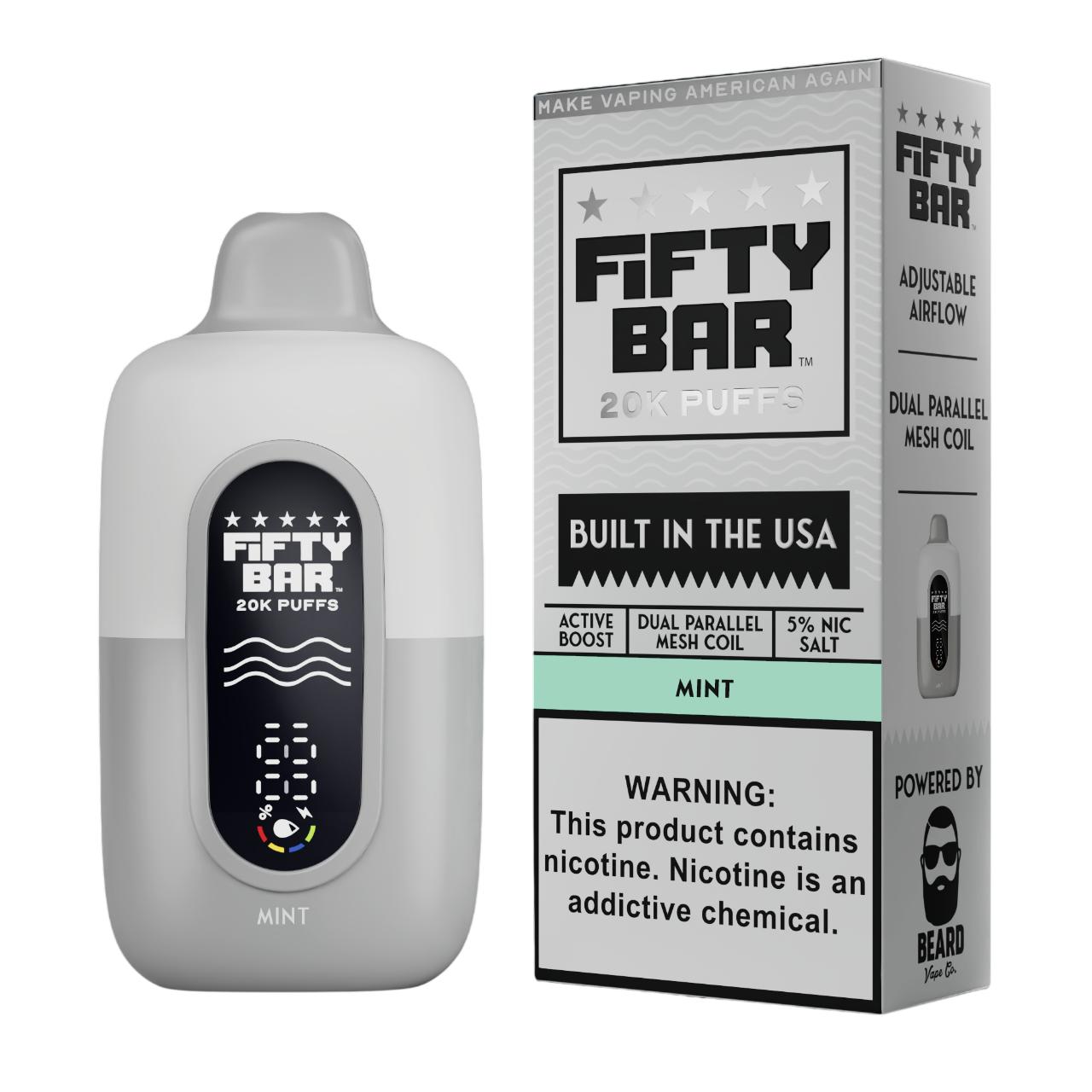 Fifty Bar V2 20000 Puff Disposable Mint - White Series Fifty Bar V2 20000 Puff Disposable Mint - White Series