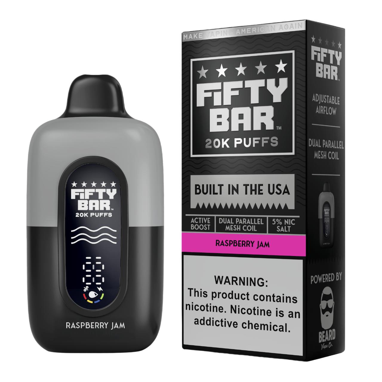 Fifty Bar V2 20000 Puff Disposable Raspberry Jam - Black Series Fifty Bar V2 20000 Puff Disposable Raspberry Jam - Black Series