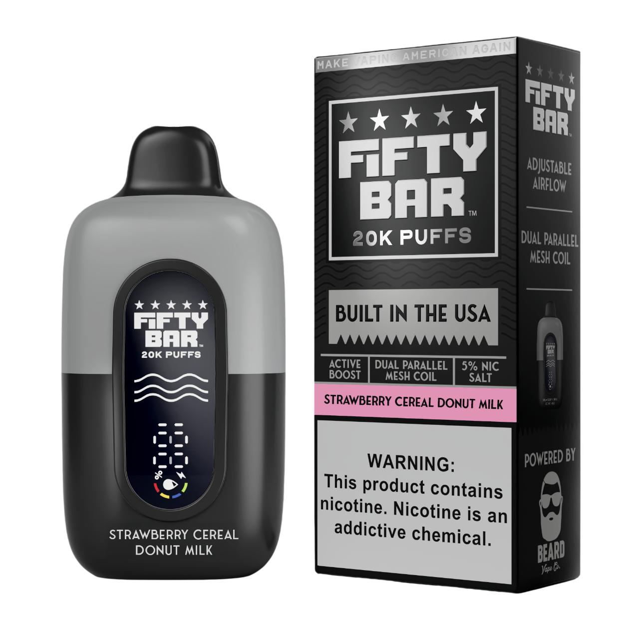Fifty Bar V2 20000 Puff Disposable Strawberry Cereal Donut Milk - Black Series Fifty Bar V2 20000 Puff Disposable Strawberry Cereal Donut Milk - Black Series