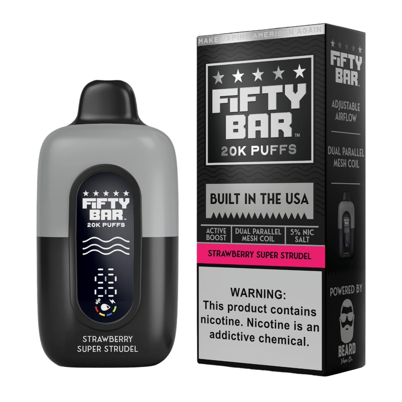 Fifty Bar V2 20000 Puff Disposable Strawberry Super Strudel - Black Series Fifty Bar V2 20000 Puff Disposable Strawberry Super Strudel - Black Series
