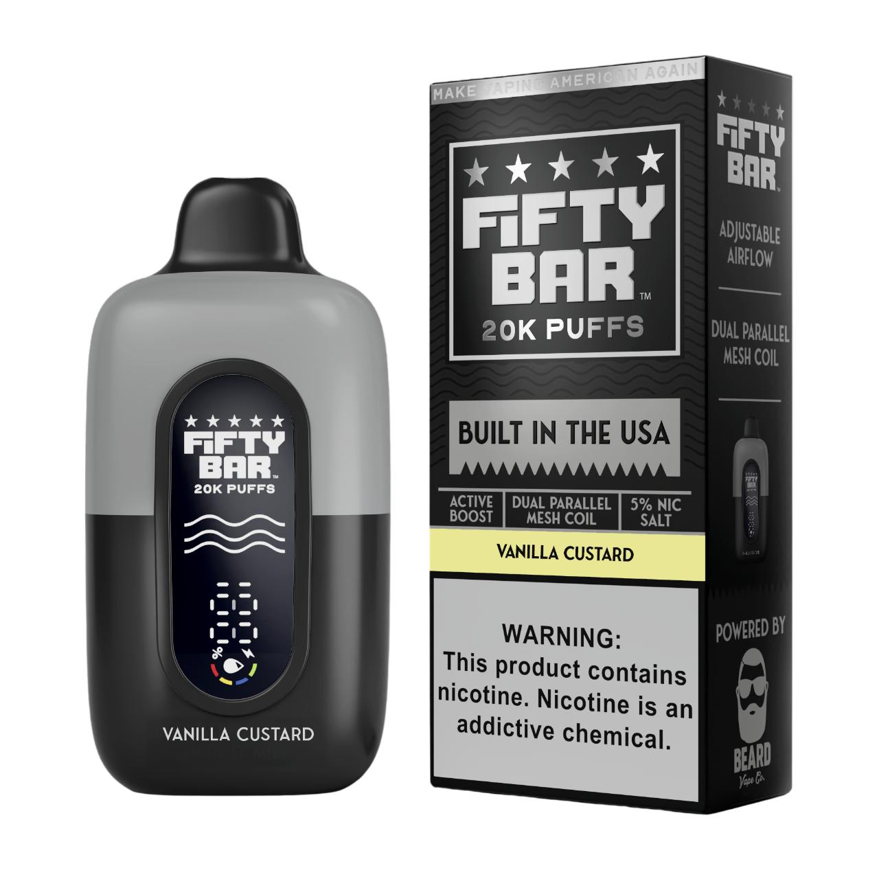 Fifty Bar V2 20000 Puff Disposable Vanilla Custard - Black Series Fifty Bar V2 20000 Puff Disposable Vanilla Custard - Black Series