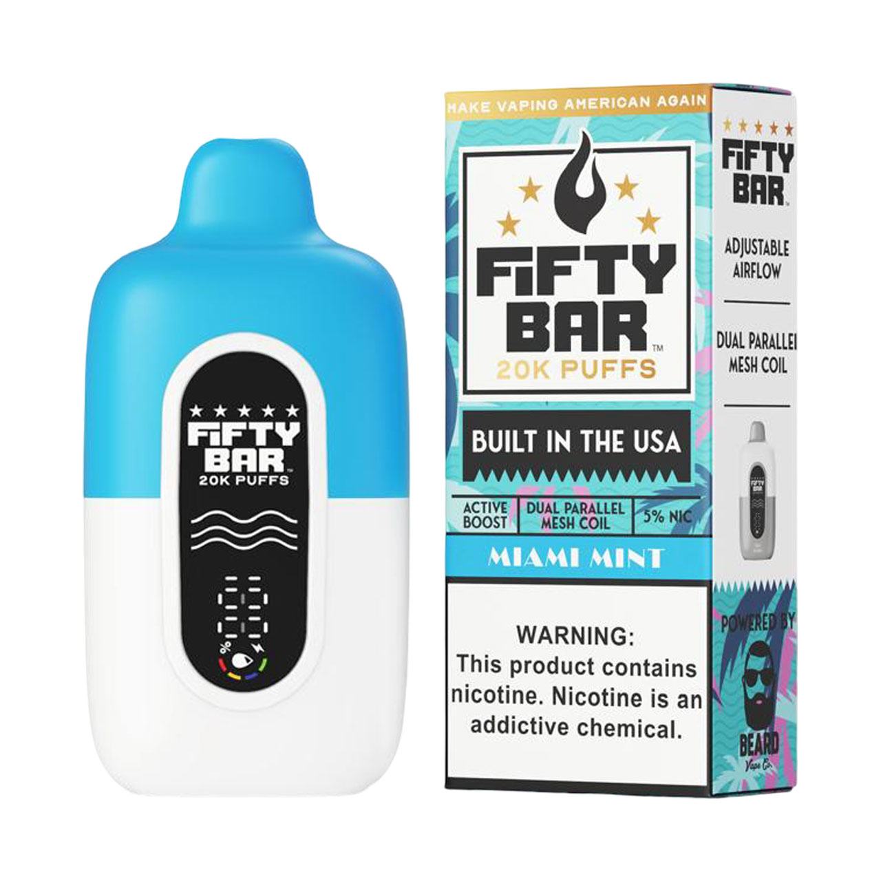 Fifty Bar V2 20000 Puff Disposable White Series-Miami Mint Fifty Bar V2 20000 Puff Disposable White Series-Miami Mint