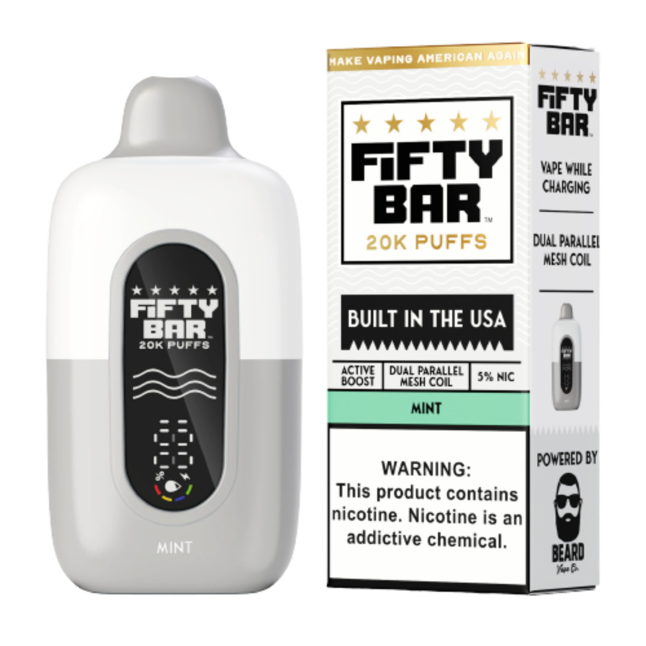 Fifty Bar V2 20000 Puff Disposable White Series - Mint Fifty Bar V2 20000 Puff Disposable White Series - Mint