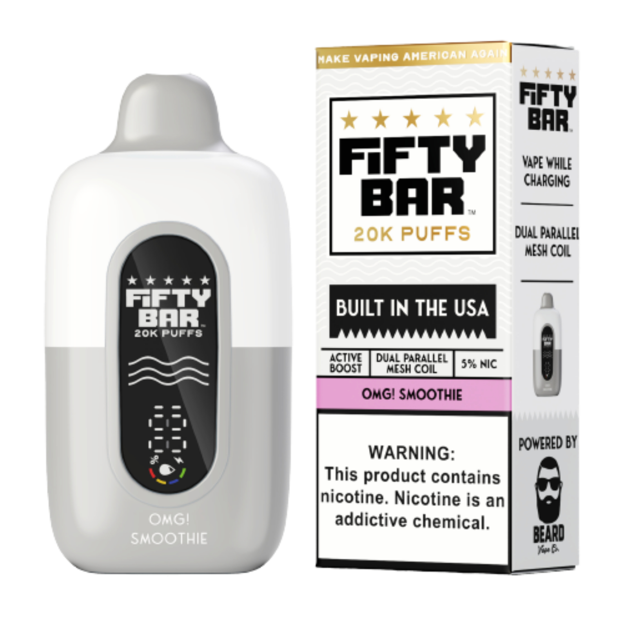 Fifty Bar V2 20000 Puff Disposable White Series - OMG Smoothie Fifty Bar V2 20000 Puff Disposable White Series - OMG Smoothie
