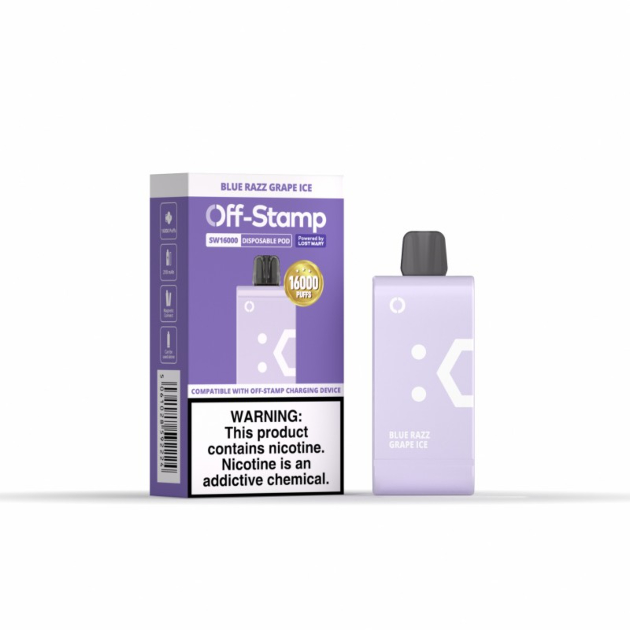 Off Stamp SW16000 16,000 Puff Disposable Replacement Pod Cartridge - 1PK BLUE-RAZZ-GRAPE-ICE Off Stamp SW16000 16,000 Puff Disposable Replacement Pod Cartridge - 1PK BLUE-RAZZ-GRAPE-ICE