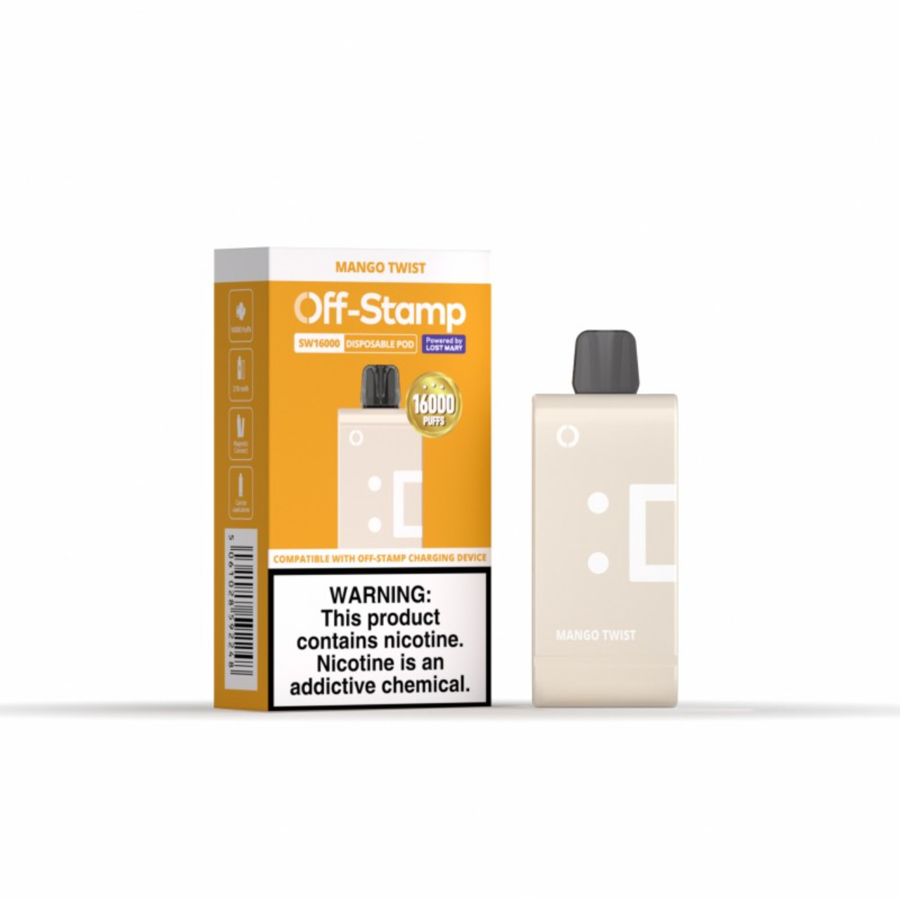 Off Stamp SW16000 16,000 Puff Disposable Replacement Pod Cartridge - 1PK MANGO-TWIST Off Stamp SW16000 16,000 Puff Disposable Replacement Pod Cartridge - 1PK MANGO-TWIST