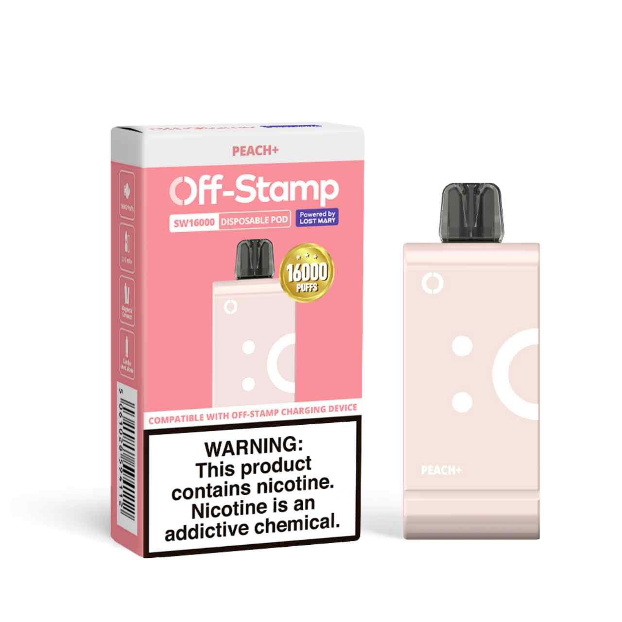 Off Stamp SW16000 16000 Puff Disposable Replacement Pod Cartridge - 1PK Peach+ Off Stamp SW16000 16000 Puff Disposable Replacement Pod Cartridge - 1PK Peach+