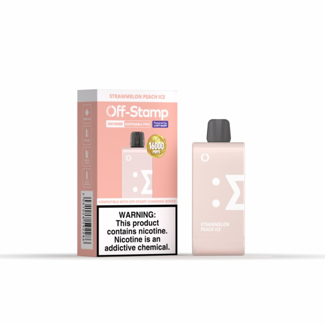 Off Stamp SW16000 16,000 Puff Disposable Replacement Pod Cartridge - 1PK STRAWMELON-PEACH-ICE Off Stamp SW16000 16,000 Puff Disposable Replacement Pod Cartridge - 1PK STRAWMELON-PEACH-ICE