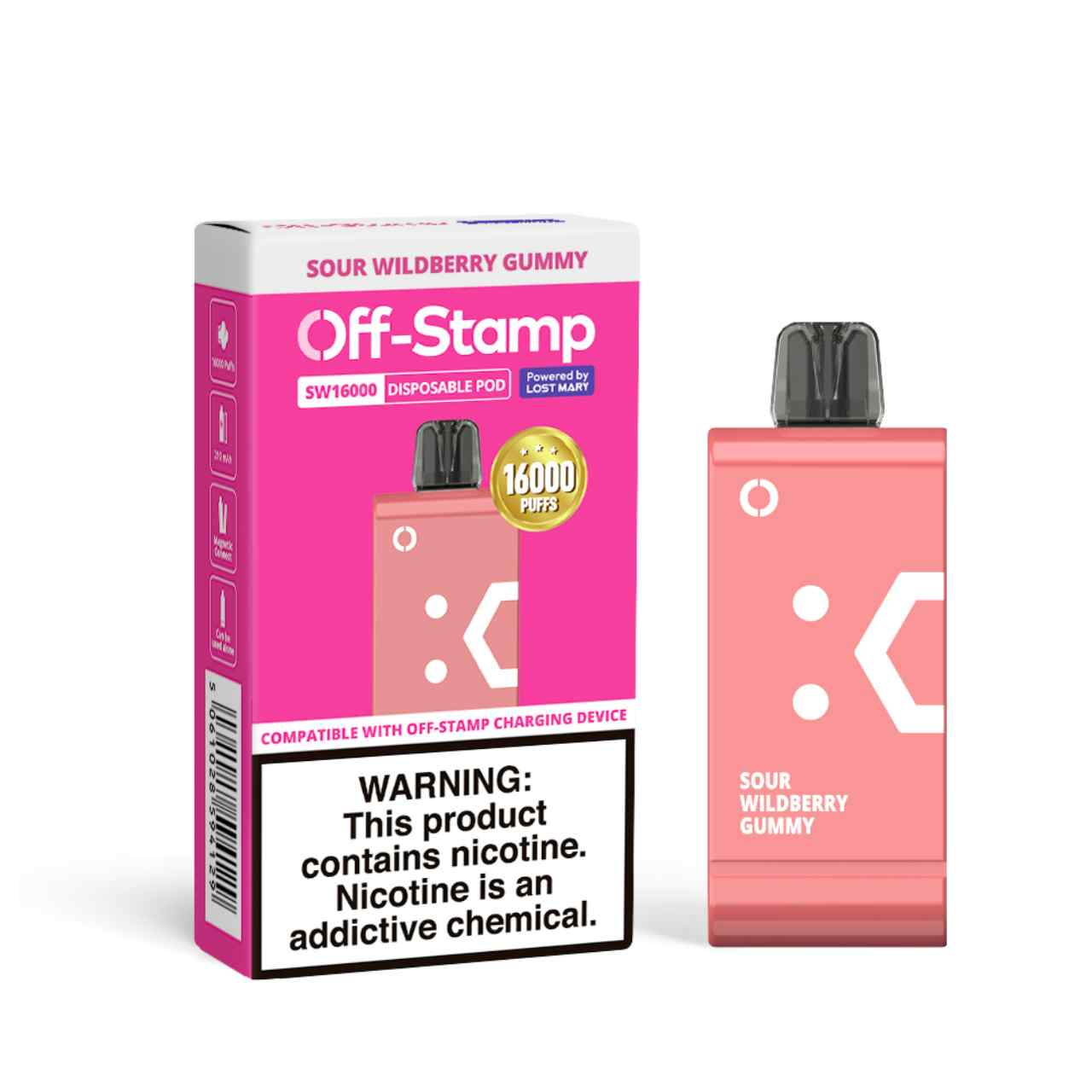 Off Stamp SW16000 16000 Puff Disposable Replacement Pod Cartridge - 1PK Sour Wildberry Gumm Off Stamp SW16000 16000 Puff Disposable Replacement Pod Cartridge - 1PK Sour Wildberry Gumm