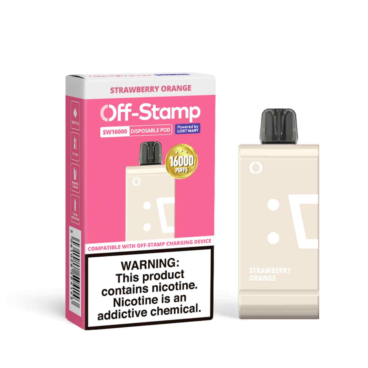 Off Stamp SW16000 16000 Puff Disposable Replacement Pod Cartridge - 1PK Strawberry Orange Off Stamp SW16000 16000 Puff Disposable Replacement Pod Cartridge - 1PK Strawberry Orange