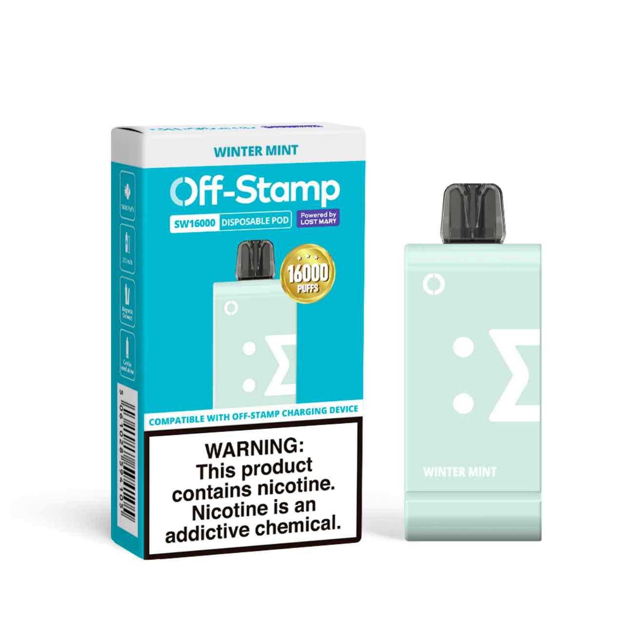 Off Stamp SW16000 16000 Puff Disposable Replacement Pod Cartridge - 1PK Winter Mint Off Stamp SW16000 16000 Puff Disposable Replacement Pod Cartridge - 1PK Winter Mint