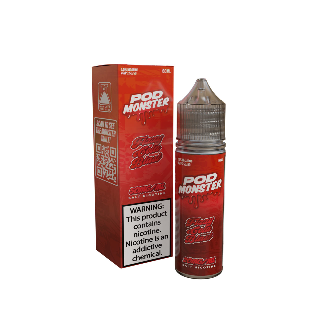 Pod Monster Fizzy Cola Blast Salt 60ml E-Juice 50mg Pod Monster Fizzy Cola Blast Salt 60ml E-Juice 50mg
