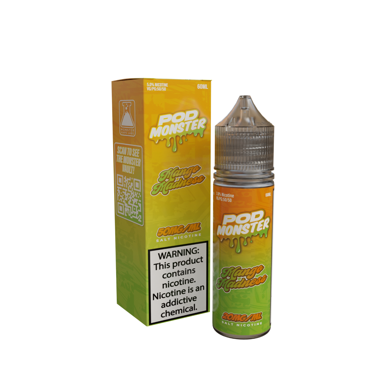 Pod Monster Mango Madness Salt 60ml E-Juice 50mg Pod Monster Mango Madness Salt 60ml E-Juice 50mg