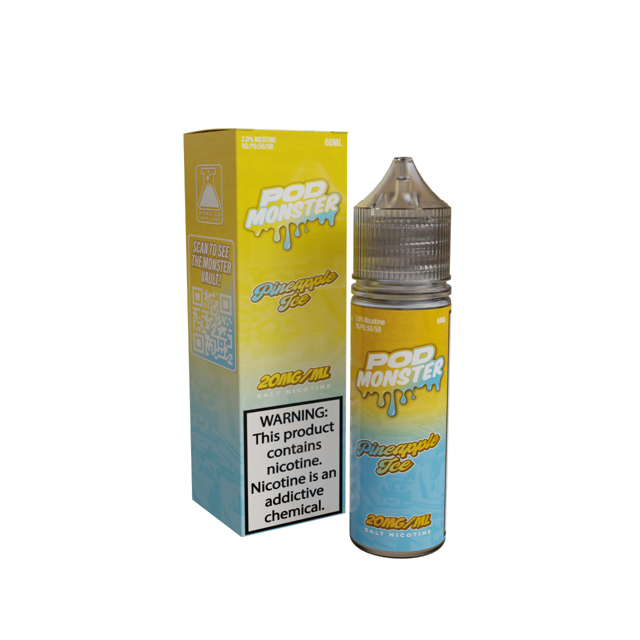 Pod Monster Pineapple Ice Salt 60ml E-Juice 20mg Pod Monster Pineapple Ice Salt 60ml E-Juice 20mg