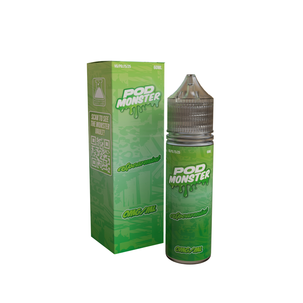 Pod Monster Spearmint Salt 60ml E-Juice 0mg Pod Monster Spearmint Salt 60ml E-Juice 0mg