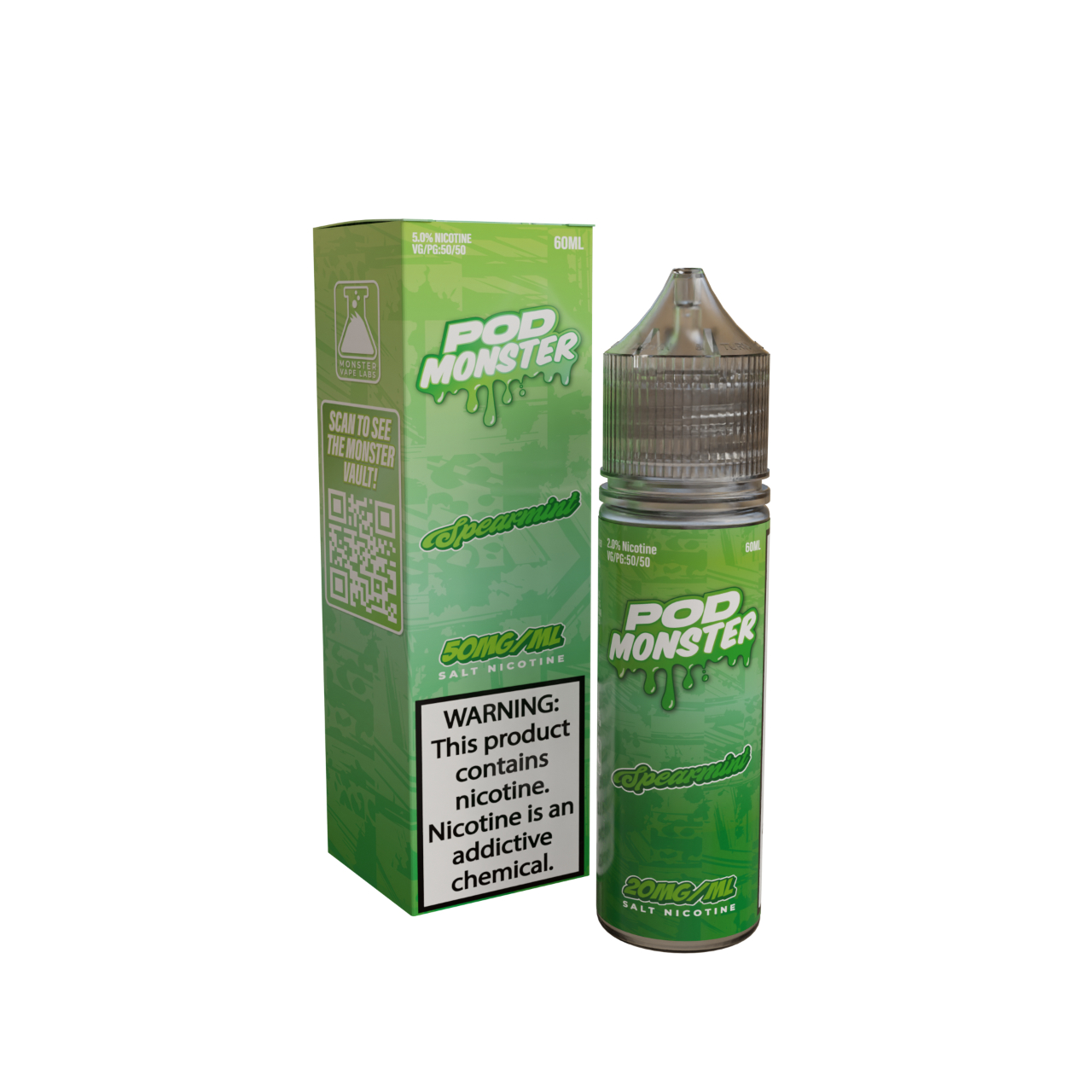 Pod Monster Spearmint Salt 60ml E-Juice 50mg Pod Monster Spearmint Salt 60ml E-Juice 50mg
