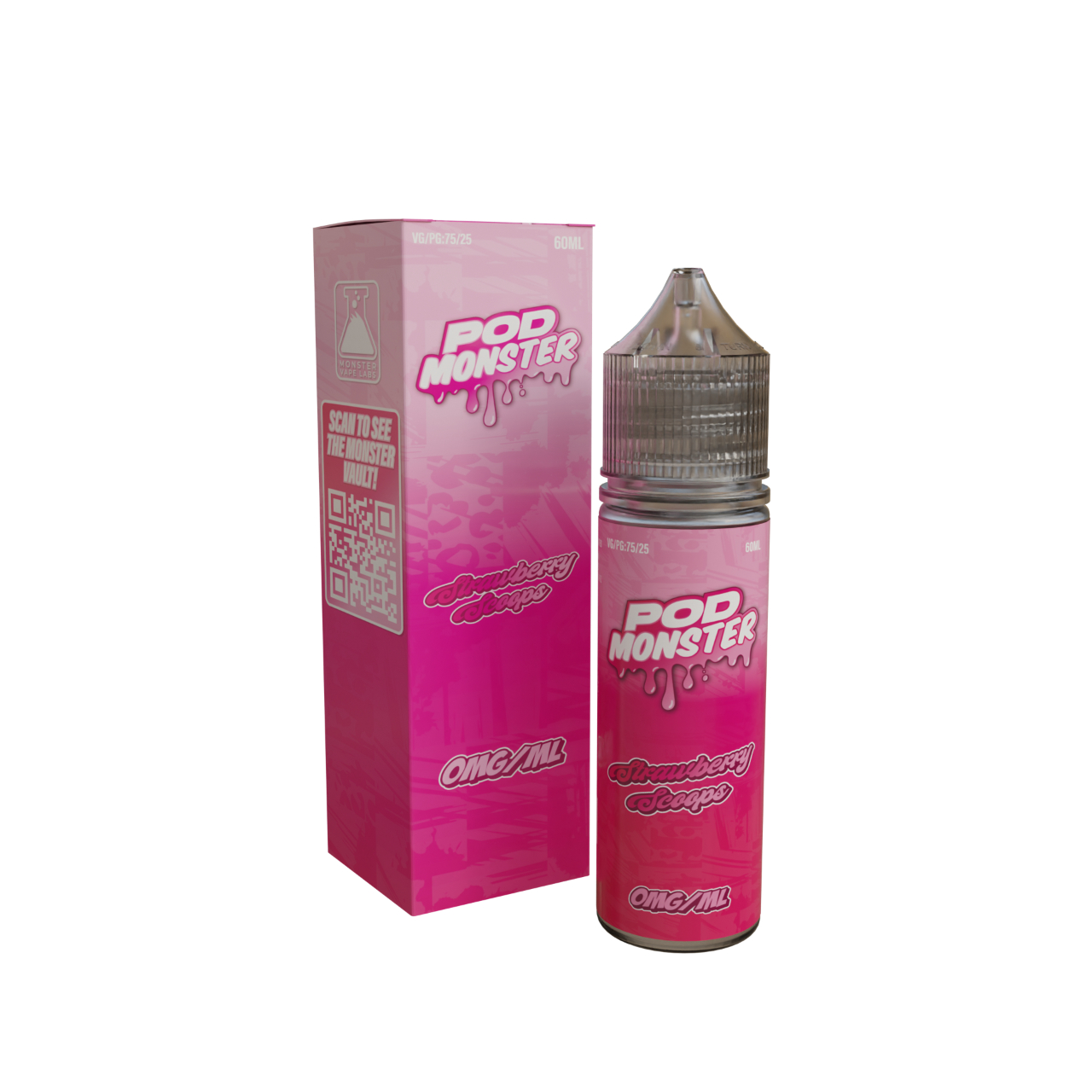 Pod Monster Strawberry Scoops Salt 60ml E-Juice 0mg Pod Monster Strawberry Scoops Salt 60ml E-Juice 0mg