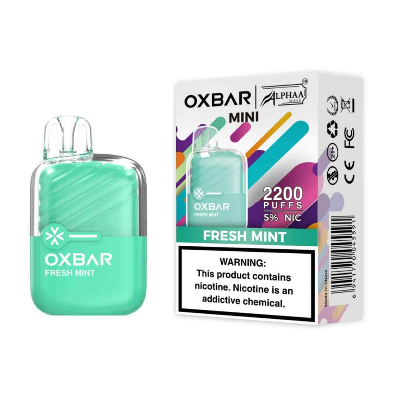 OXBAR x Alphaa Wave Mini 2200 Puff Disposable Fresh Mint OXBAR x Alphaa Wave Mini 2200 Puff Disposable Fresh Mint
